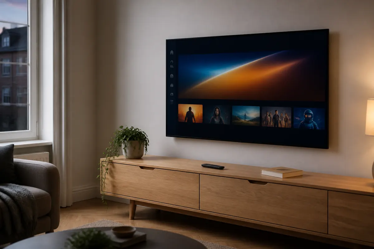 Living room TV ready for IPTV Smarters Pro setup